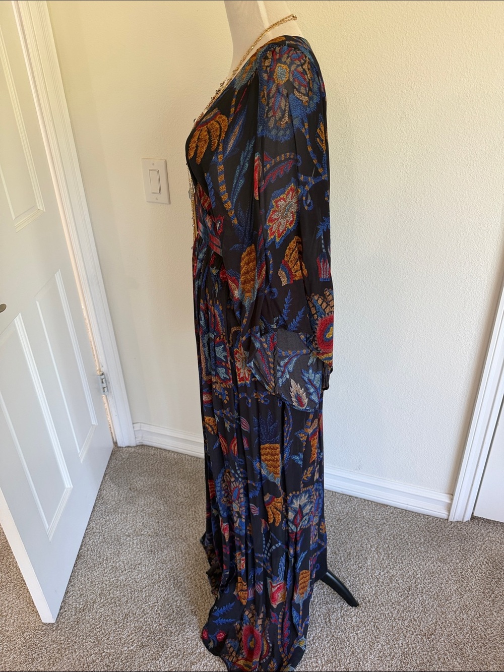 FARM Rio Black Sunset Tapestry Asymmetric Kaftan Maxi Dress - Picture 5 of 12